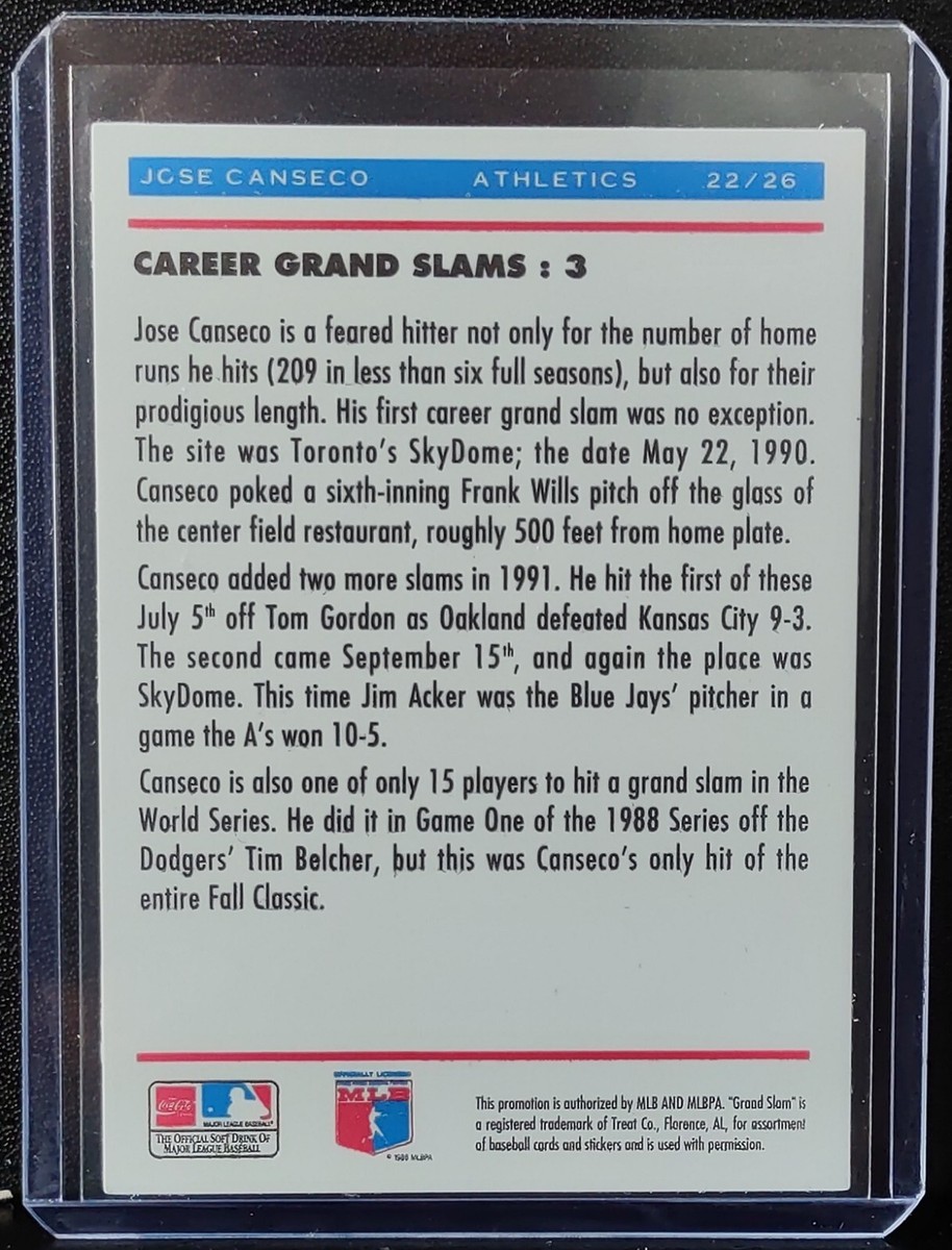 1992 Upper Deck Jose Canseco Hologram Career Grand Slams #22