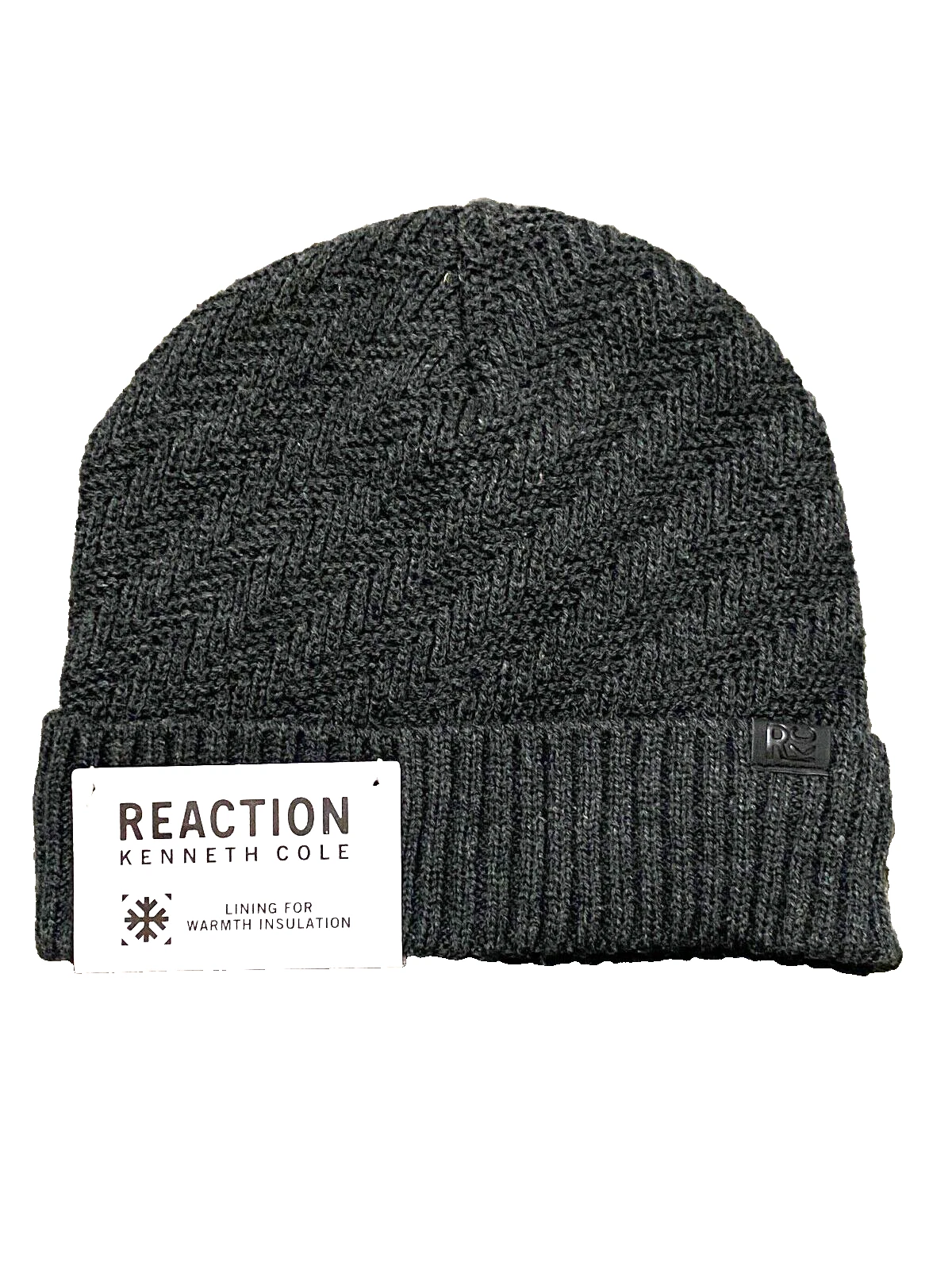 Kenneth Cole Reaction Men's Herringbone Knit Beanie Gray Size Regular