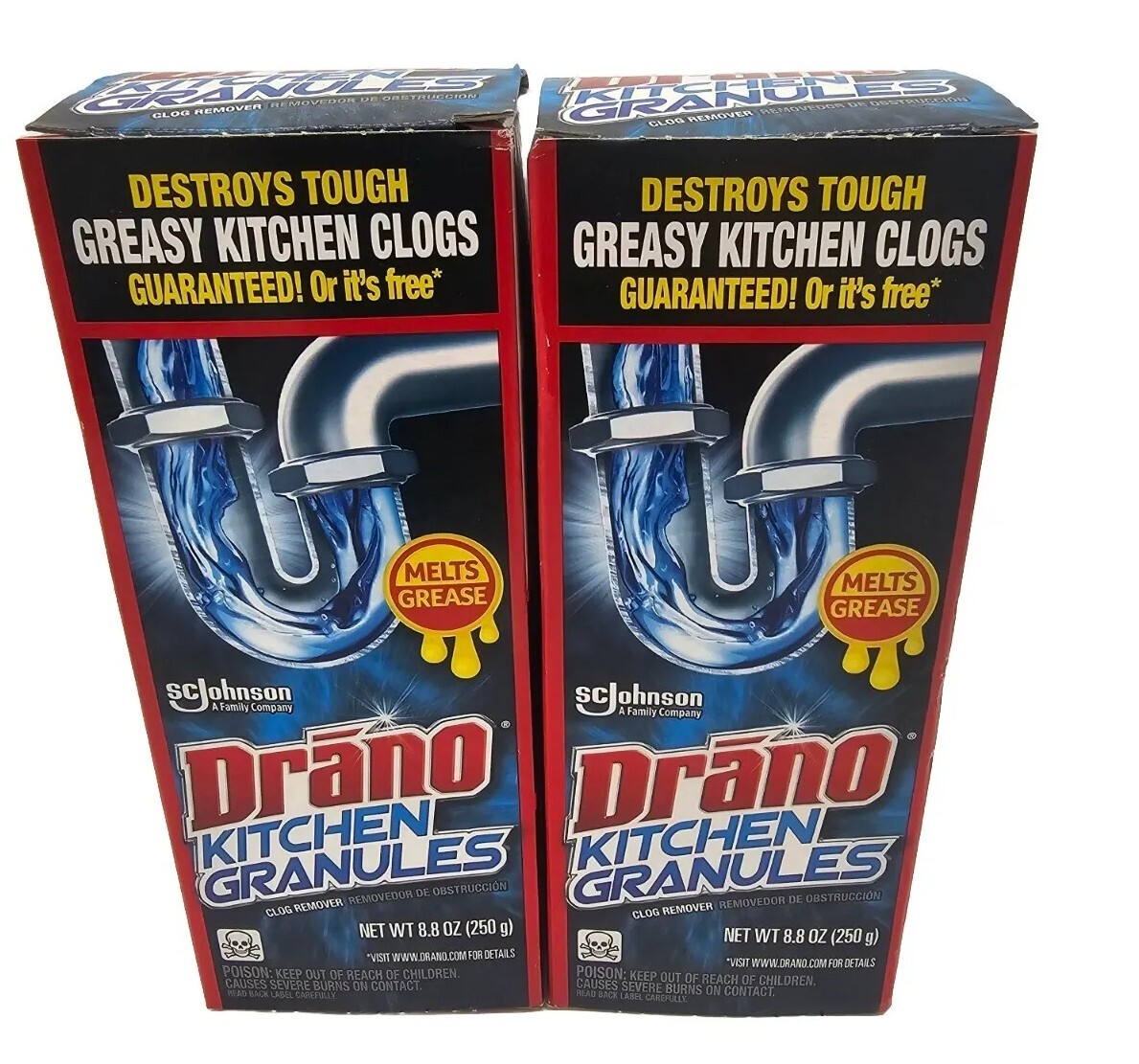 Drano Kitchen Granules Clog Remover, Destroy Tough Clogs, 8.8 Oz Lot Of