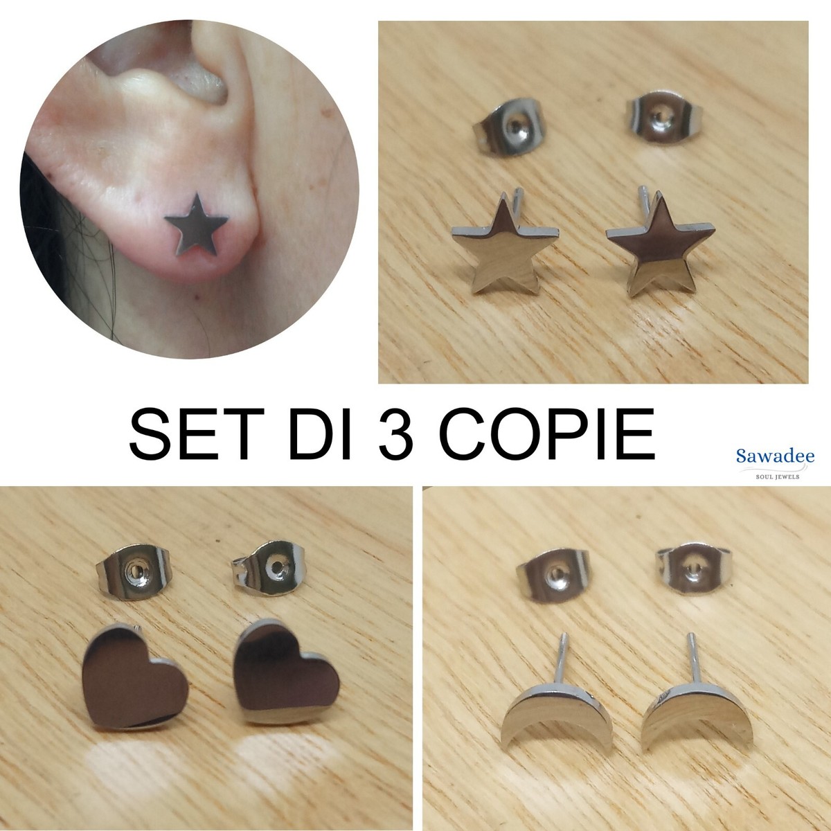 2 Coppie Orecchini In Acciaio Inox, Per Lobo - Foto 13