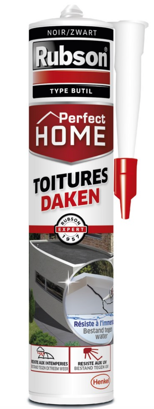 Mastic Silicone Nero Giunto Fissure Riparazione Tetto Grondaia RUBSON