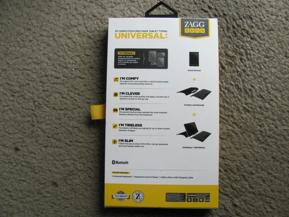 New ZAGG ZAGGkeys Universal Bluetooth Keyboard & Stand for All Bluetooth Devices - Image 2 of 4