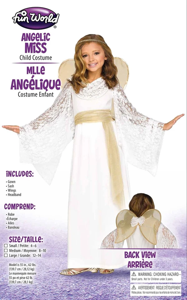 Angel Maiden Girls Halloween Fancy-Dress Costume for Child Large - Image 3 of 3
