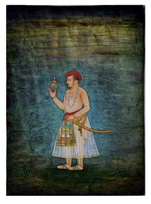Antique Padshah Jahangir Real Gold Handmade Miniature Portrait Art