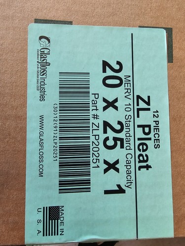 1" Inch Glasfloss ZL MERV 10 Pleated Air Filters - Pack of 12 - Picture 5 of 12