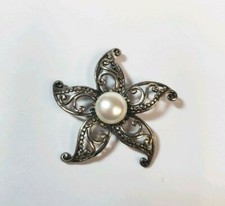 Sterling Silver and Pearl Decorative Starfish Pendant