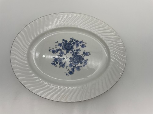 Vintage Wedgwood & Co Royal Blue Ironstone Oval Platter 12" Ironstone Floral - Picture 3 of 10