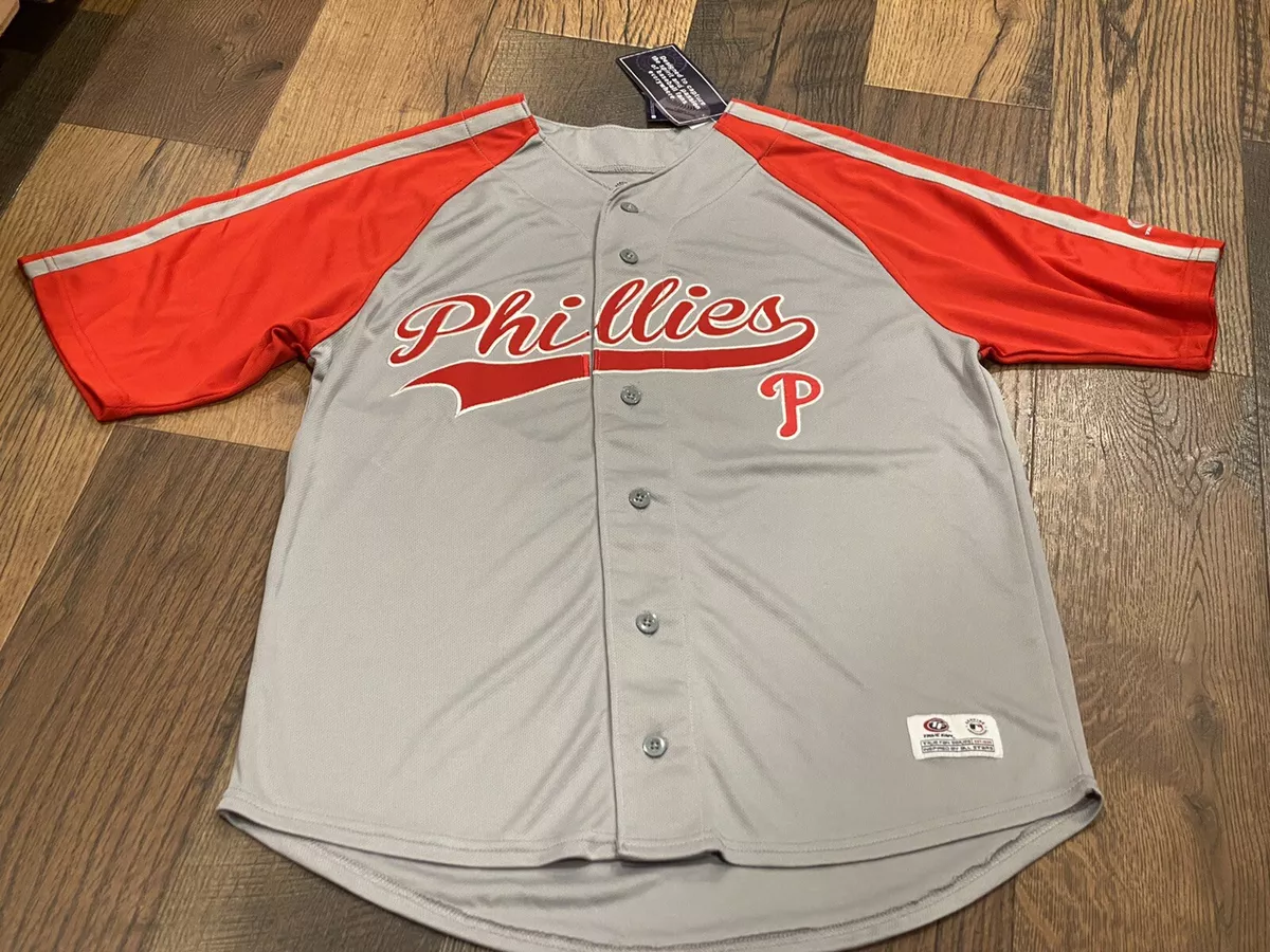 MLB Philadelphia Phillies Men's Gray Logo Team Jersey ~ Size