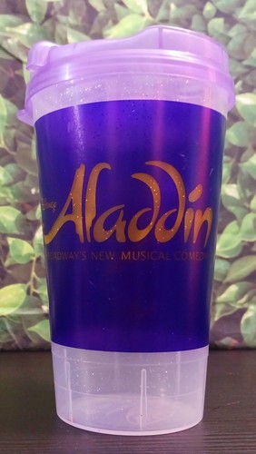 Disney's Aladdin On Broadway Tumbler Drink Cup 16oz Glitter Design Whirley USA - Picture 17 of 21