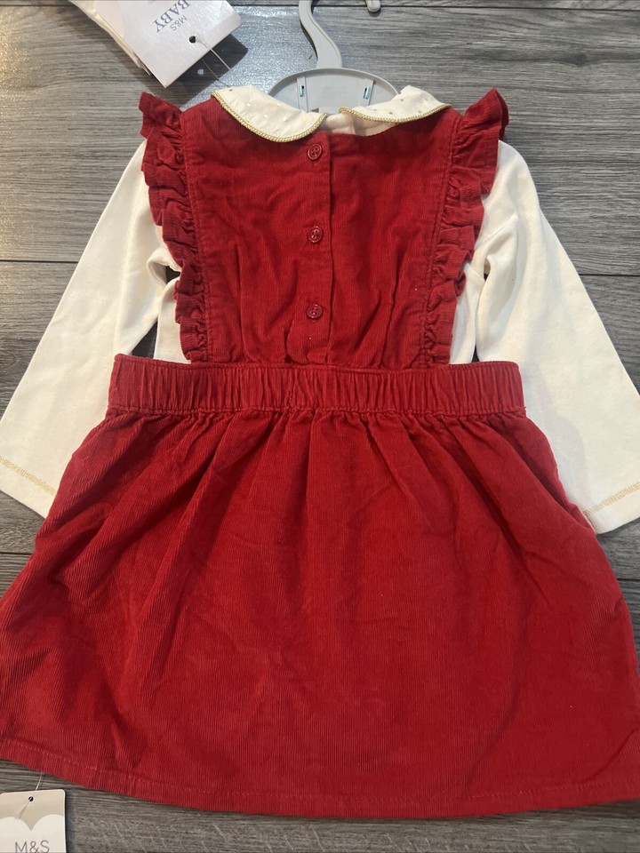 M&S Baby Girl Christmas Dress / Bodysuit And Tights Set 912 Months