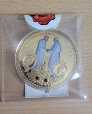 Medaille Münze Treffen zwischen Franziskus & Benedikt - Cu vergoldet Swarowski