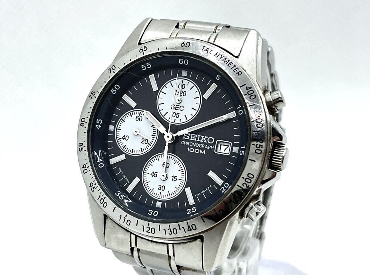 SEIKO Chronograph Men's Wristwatch Watch Reverse-Panda Dial SEIKO Chronograph Men's Wristwatch Watch Reverse-Panda Dial