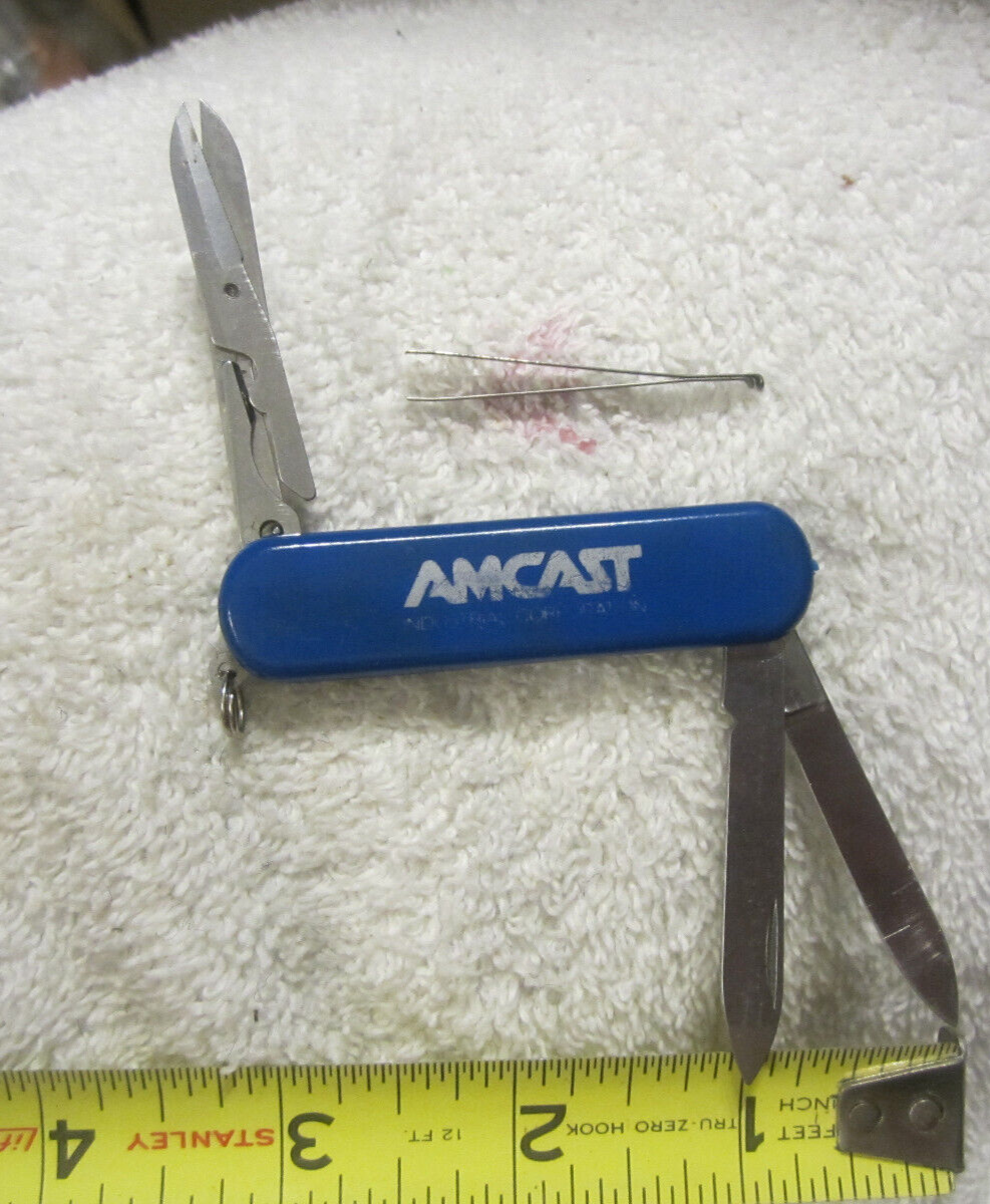 2 1/2 inch Wenger Delemont Switzerland Blue Amcast Vintage Swiss Army Pocket Knife