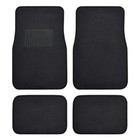 Car Floor Mats for Auto 4pc Carpet Semi Custom Fit Heavy Duty Heel Pad Black