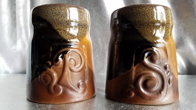 POTTERY CRAFT SALT N PEPPER SHAKERS. RARE CALIFORNIA STONE WARE MADE IN U.S.A