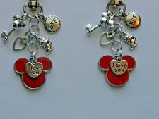 LOT OF 2 DISNEY WORLD MINNIE MICKEY MOUSE BFF FRIEND KEYCHAIN CLIP FOR PURSE FOB