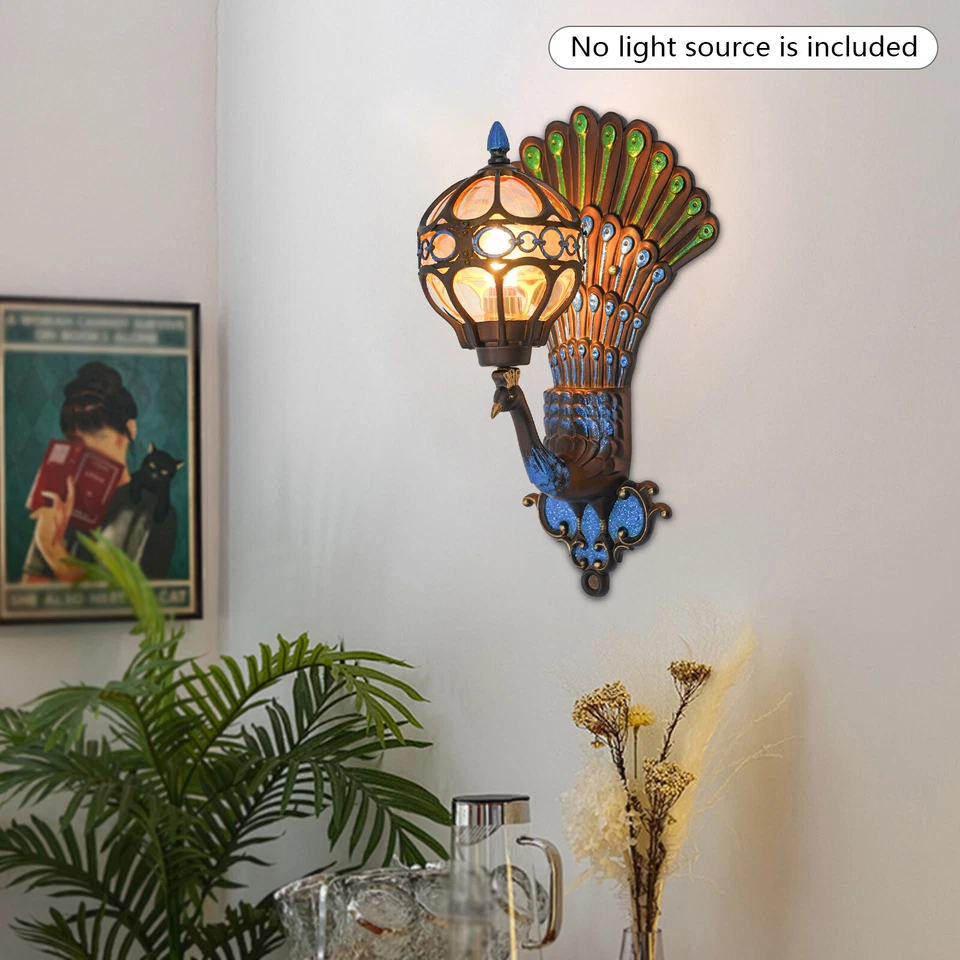 TBVECHI Antique Vintage Peacock Wall Light Waterproof Fixture Wall Sconce Porch Lamp