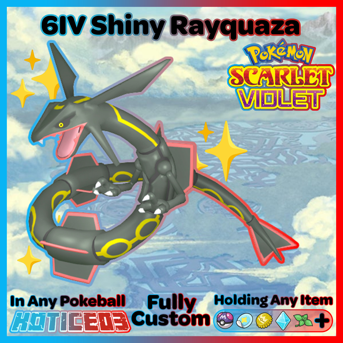 SHINY RAYQUAZA 6IV RARE | Exclusive | Pokemon Scarlet & Violet