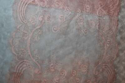 3.25 yards peach scalloped eyelash NON stretch lace trim  table runner 14'' wide