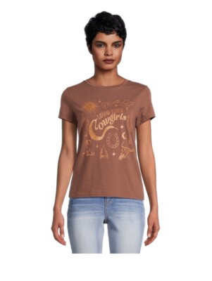  2XLベージュ 2XL (19) Junior Womens Long Live Cowgirls Short Sleeve Graphic Tee