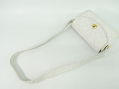 CHANEL CC Matelasse Leder Schultertasche Umhängetasche Weiß Gold - Bild 4 von 10