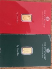 The Royal Mint 2x 1g Gold Bar 999.9 Fine Gold Total 2g - limited CHIRSYMAS & om