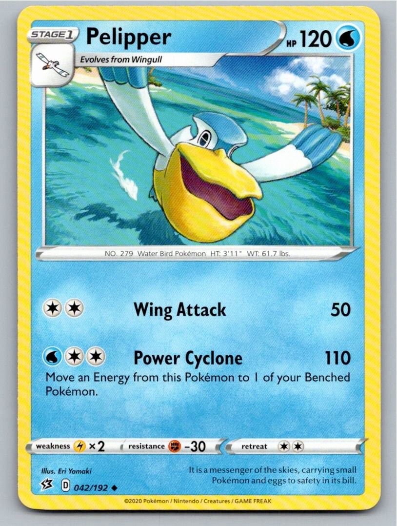 2020 POKEMON PELIPPER REBEL CLASH 042/192 UC NM A67772 FREE S&H