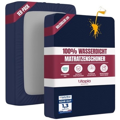 Utopia Bedding Matratzenschoner 90 x 200 x 30 cm 90 x 200 x 30 cm, Marineblau 