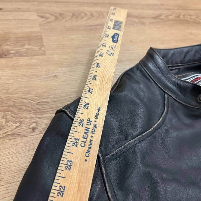 Мужская кожаная мотоциклетная куртка River Road размер 40 на молнии родстер кафе гонщик - Изображение 4 из 4