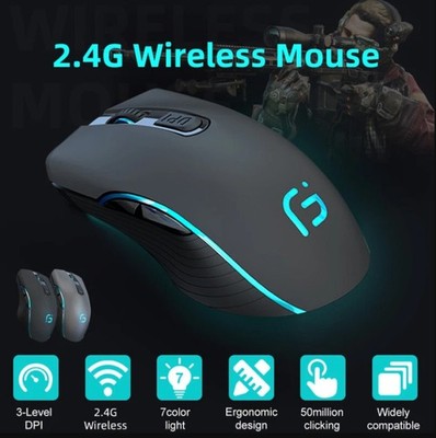 PC Maus Kabellos Bluetooth und Funk für Computer, MAC Aufladbare leise Maus LED