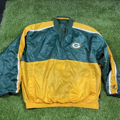 VTG Green Bay Packers Starter Jacket Mens 2xl Windbreaker 1/4 Zip