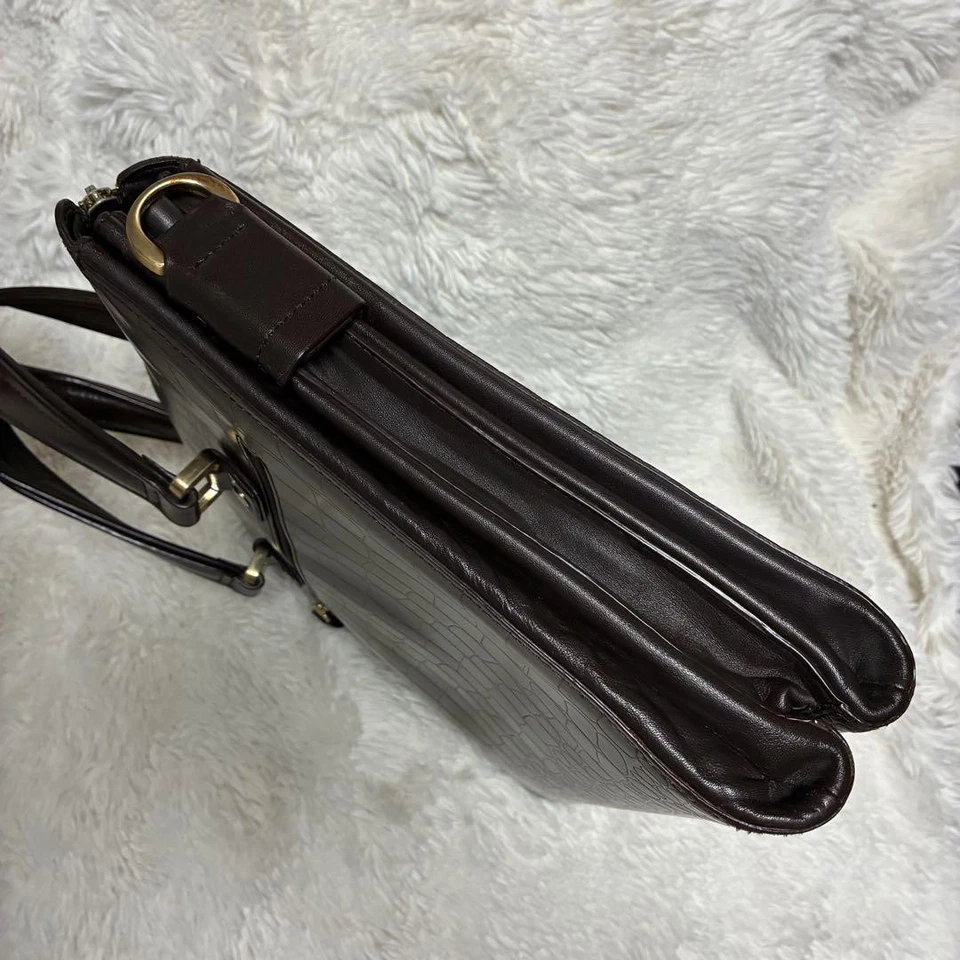 Montblanc Bolso de Negocios Maletín Cuero Marrón Oscuro Auténtico Foto 4 de 4