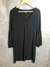 Lauren Ralph Lauren Dress Womens 4 Black Bell Sleeve V Neck Sheath Stretch Lined