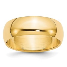 14k Yellow Gold 6mm Half Round Wedding Band Ring Size 13