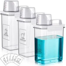 Tatuo 3 Pack Laundry Detergent Dispenser 61 oz Clear Liquid Container with 6 ...