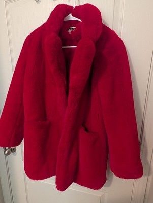 Apparis Women's Red Collared Lined Mid-Length Coat S Pockets Long Sleeve New