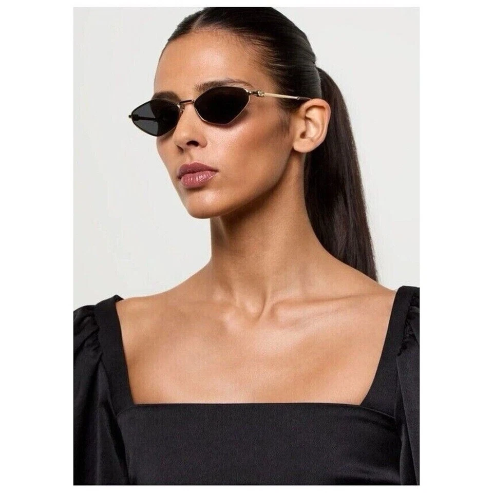 con etiquetas MIU MIU MU 56ZS 5AK09Z Lente Dorado Gris Oscuro Diseñador Mujer Cantada G1N Foto 2 de 4