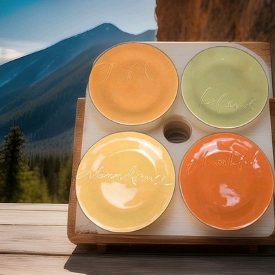 Hallmark Set of 4 Fall Abundance Thankful Blessed Grateful 8 3/4  Plates