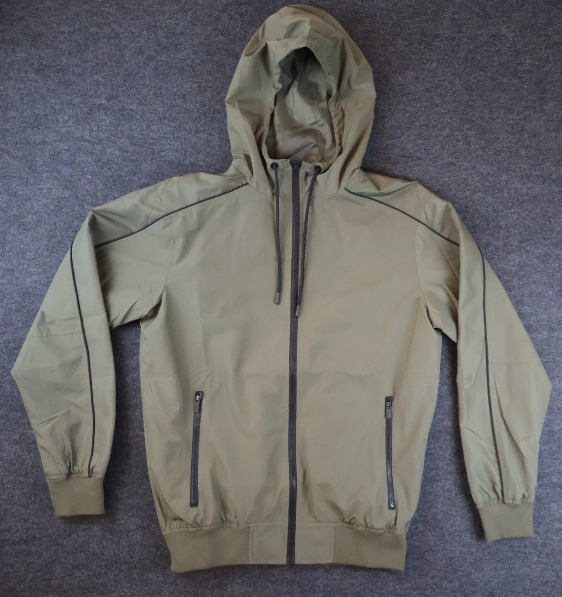 CSG Windbreaker Jacket Mens XL Olive Green Full Zip Hooded Lightweight NWT