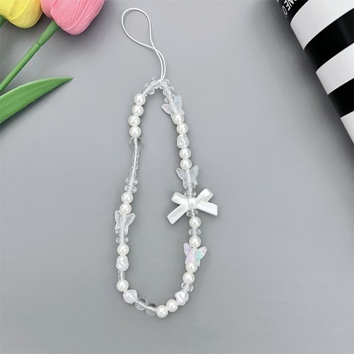 Detachable Pearl Bowknot Phone Lanyard Bag Camera Pendant for Women Girls - Photo 15 sur 15
