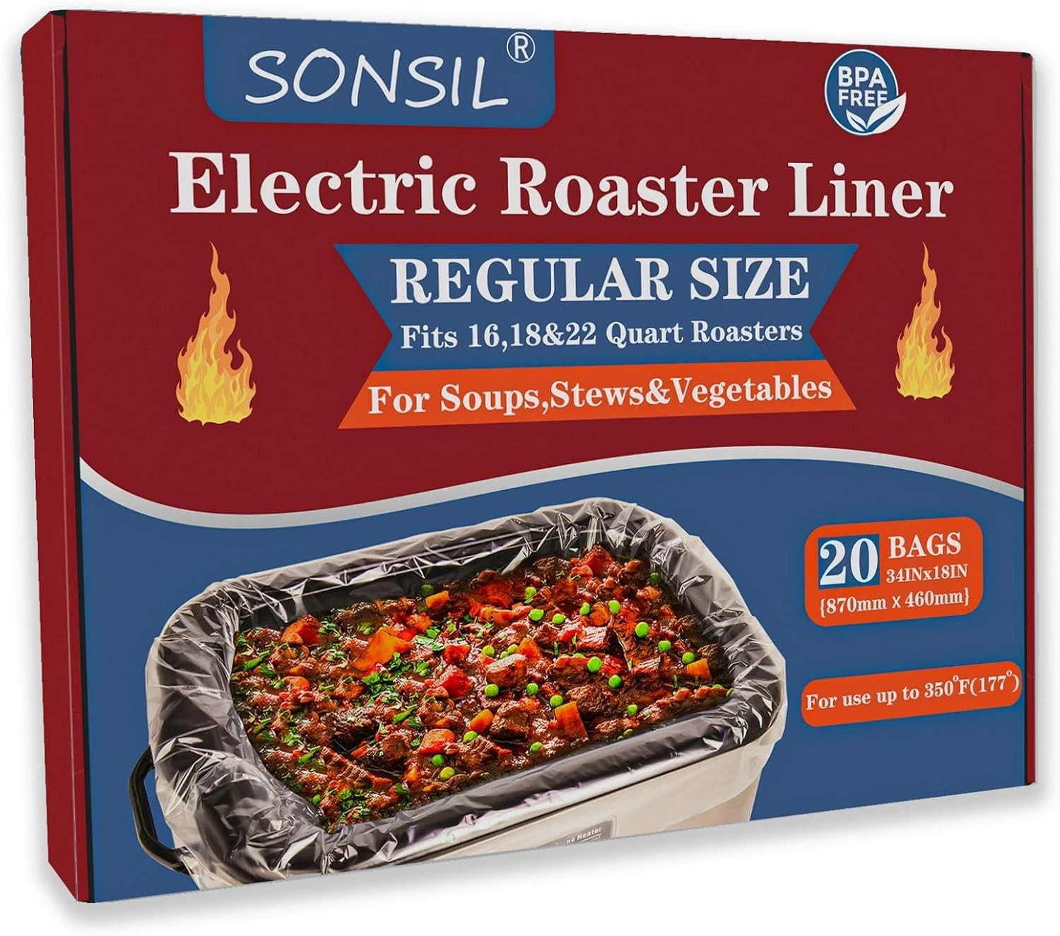 Electric Roaster Liners 34x18 Inch 20 Pack Disposable Roaster Liners Fits 16-22