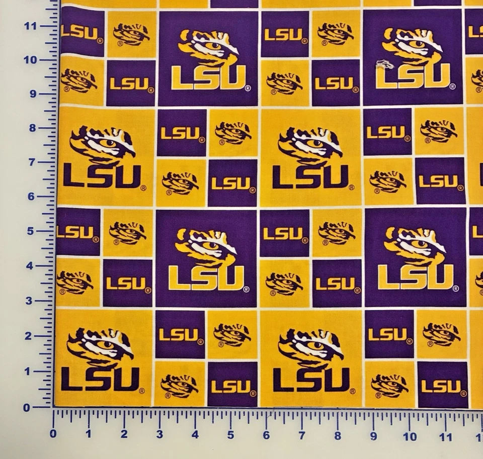 LSU Tigers Cotton Fabric 1 1/2 yards NCAA Football Louisiana State University - Image 3 of 4