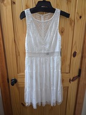 Ivory White Beaded Sequin Mesh Adrianna Papell Cocktail Bridal Dress NWT Size 10