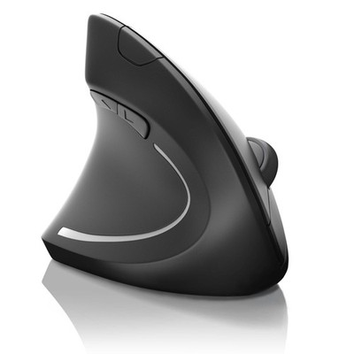CSL Vertikalmaus für Linkshänder, USB Dongle Kabellos, 6 Tasten, Schwarz
