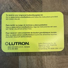 Lutron Engraving Certificate (QTY OF 5) See T...