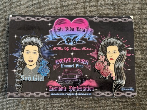MI VIDA LOCA Demonic Pinfestation ENAMEL PIN SET Sad Girl & Mousie ECHO PARK New