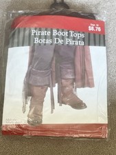 Pirate Boot Tops Fancy Dress Up Halloween Adult Costume Accessory Black/Brown