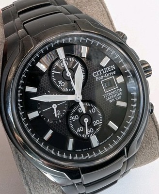 Citizen Eco Drive Titanium Chronograph Sapphire WR 100m Mens Watch B612-s078342