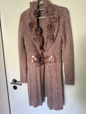 Damen Strickjacke Rosa S/M Langarm mit Kragen...