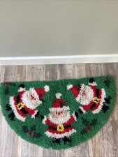 Vintage Merry Christmas Latch Hook Rug Santa Claus Handmade Finished